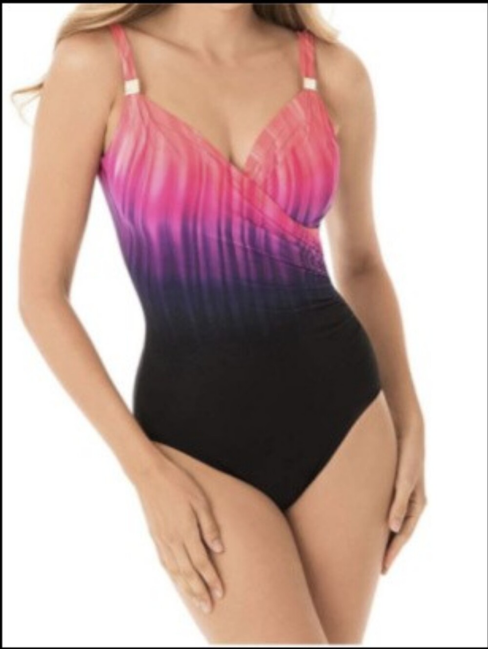 Miraclesuit One-Piece Ombre Pink-Purple to Black Swim Suit Size 10 New
